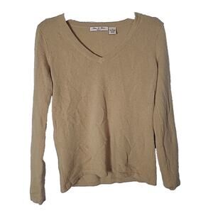 Olivia & Grace Brown V-Neck 100% Cashmere Knit Pullover Sweater Womans SZ Medium
